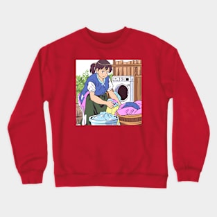 village girl doing laundry Crewneck Sweatshirt